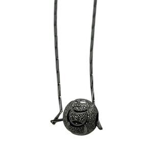 S925 Sterling Silver Twisted Chain Necklace With‎ Lucky Bead Textured Pendant